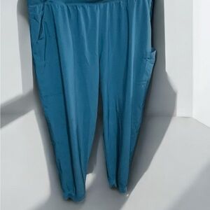 Blue Scrubs/Track Pants with Elastic Waistband and Tapered Legs